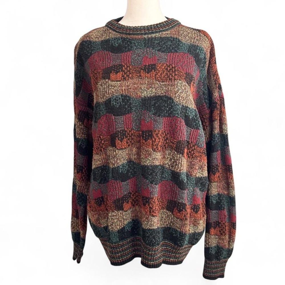 Vintage Bachrach Men’s Sweater Size M Geometric Print Retro Indie Grandpa